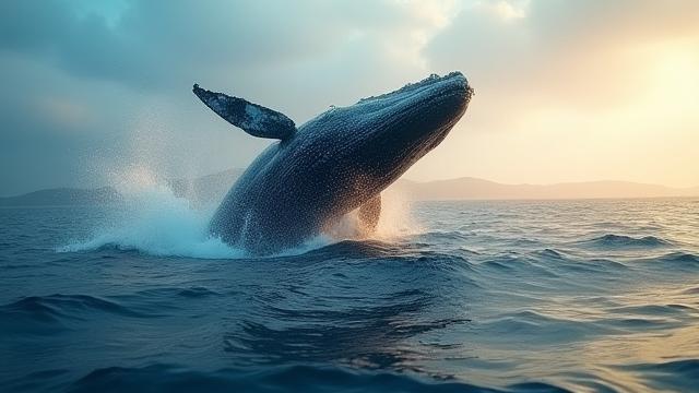 Humpback whale breaching near Kerama Islands, Japan